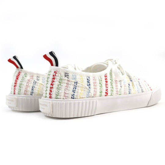 THOM BROWNE Low cut sneakers tweed White multicolor mens 8 Used Authentic