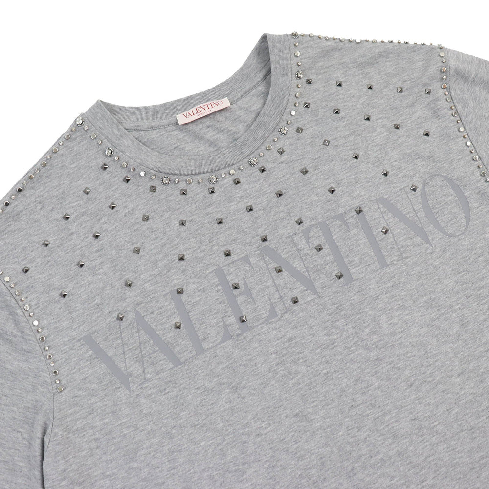 VALENTINO Short sleeve T-shirt 1V3MG02D8R9 Main: 100% cotton, embroidery thread: 100% polyester gray mens L Used Authentic