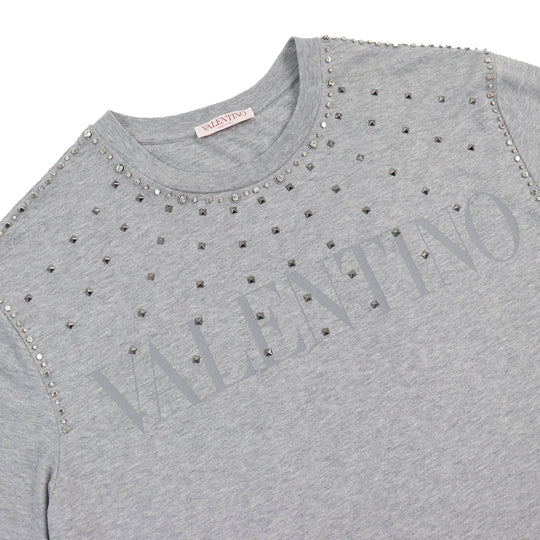 VALENTINO Short sleeve T-shirt 1V3MG02D8R9 Main: 100% cotton, embroidery thread: 100% polyester gray mens L Used Authentic