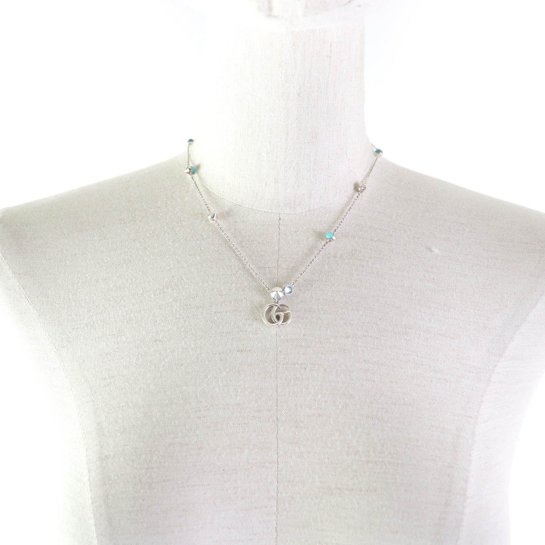 GUCCI Necklace 527399 Main: AG925, Part: Mother of pearl Silver Double G Mother of Pearl Necklace Women Used Authentic