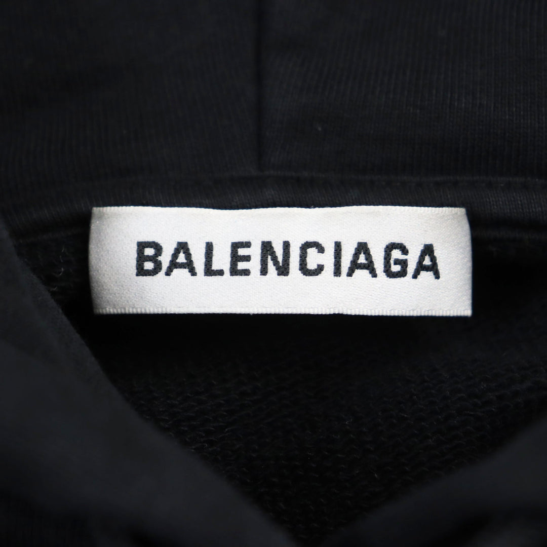 BALENCIAGA Hoodie 556113 Main: 100% cotton black mens XS Used Authentic