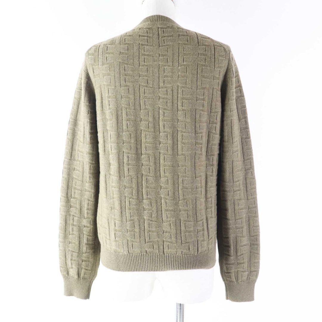 HERMES knit 2H2630DA Outer fabric: 100% wool Khaki Brown Loungewear Voyage H Ash Relief Knit Women 38 Used Authentic