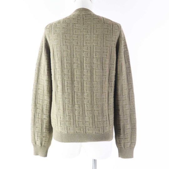 HERMES knit 2H2630DA Outer fabric: 100% wool Khaki Brown Loungewear Voyage H Ash Relief Knit Women 38 Used Authentic