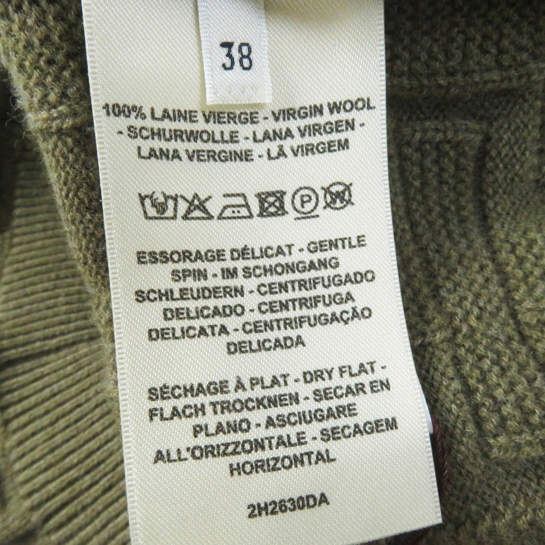 HERMES knit 2H2630DA Outer fabric: 100% wool Khaki Brown Loungewear Voyage H Ash Relief Knit Women 38 Used Authentic