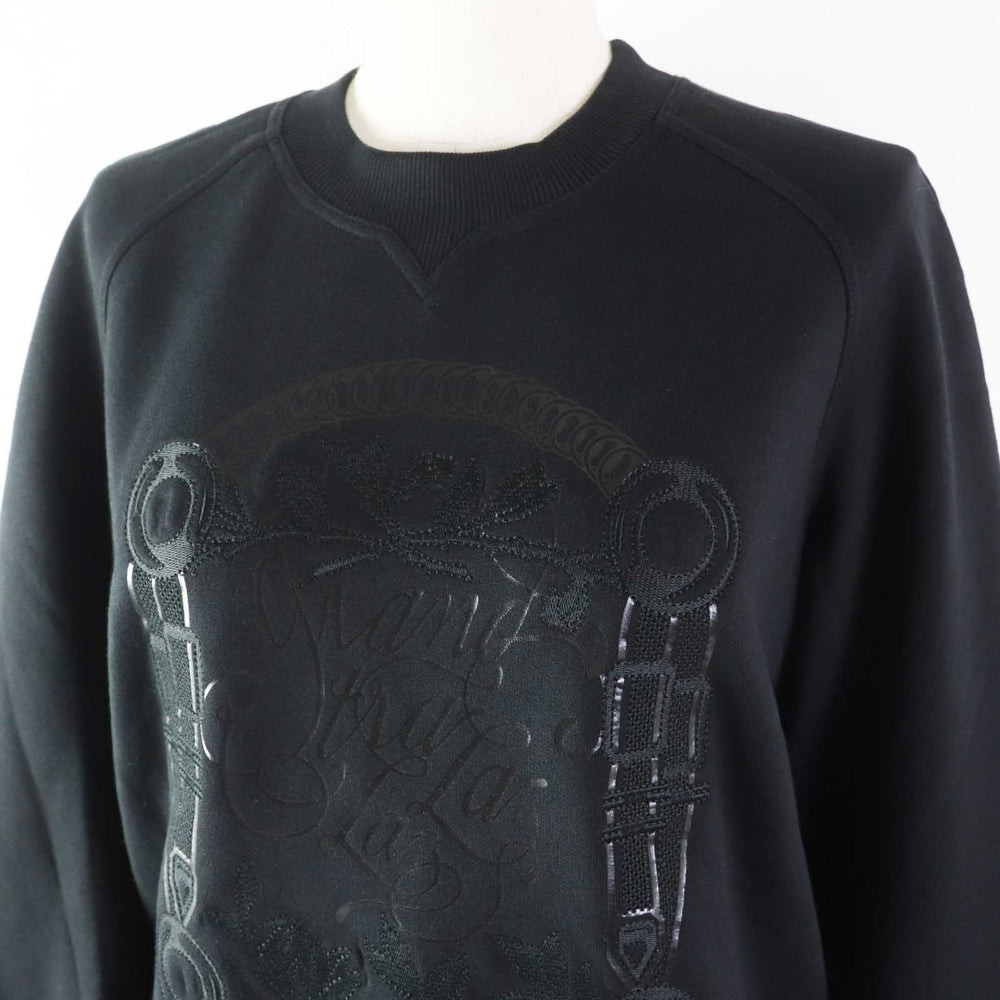 HERMES sweat 2E4609DQ Outer: 100% cotton, Part: 96% cotton, Part: 4% polyurethane, Embroidery: 100% rayon black Women 36 Used Authentic