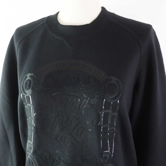 HERMES sweat 2E4609DQ Outer: 100% cotton, Part: 96% cotton, Part: 4% polyurethane, Embroidery: 100% rayon black Women 36 Used Authentic