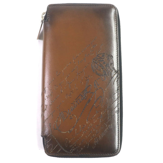 Berluti Long Wallet Purse Main: Leather Brown mens Used Authentic
