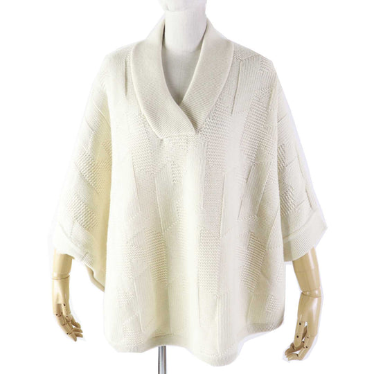 HERMES poncho 3H2602D4 Outer: 100% wool, part: 95% wool, part: 5% nylon Ivory Women 34 Used Authentic