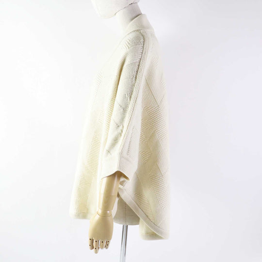 HERMES poncho 3H2602D4 Outer: 100% wool, part: 95% wool, part: 5% nylon Ivory Women 34 Used Authentic