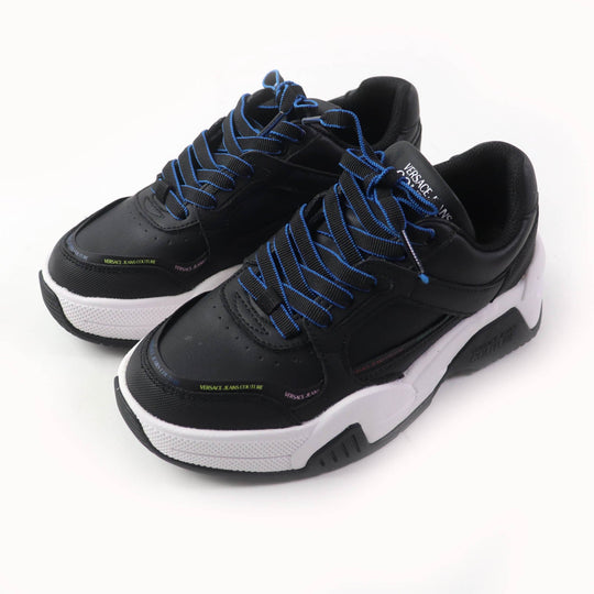 Versace Jeans sneakers 71VA3SF1 Leather, Synthetic, Rubber Black blue Women 35 Used Authentic
