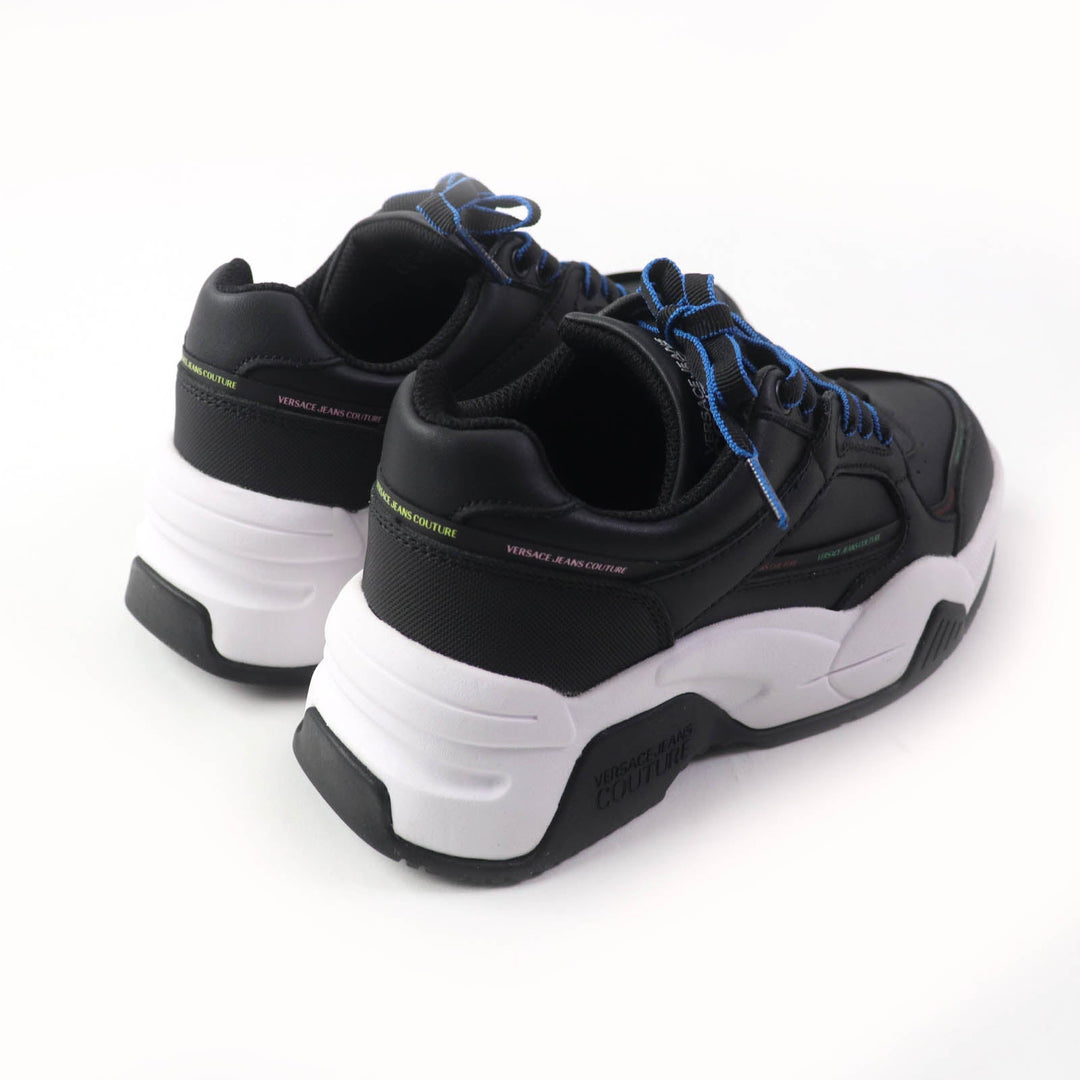 Versace Jeans sneakers 71VA3SF1 Leather, Synthetic, Rubber Black blue Women 35 Used Authentic