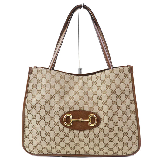 GUCCI Tote Bag 623694 Part: Leather, GG canvas Brown type Women Used Authentic