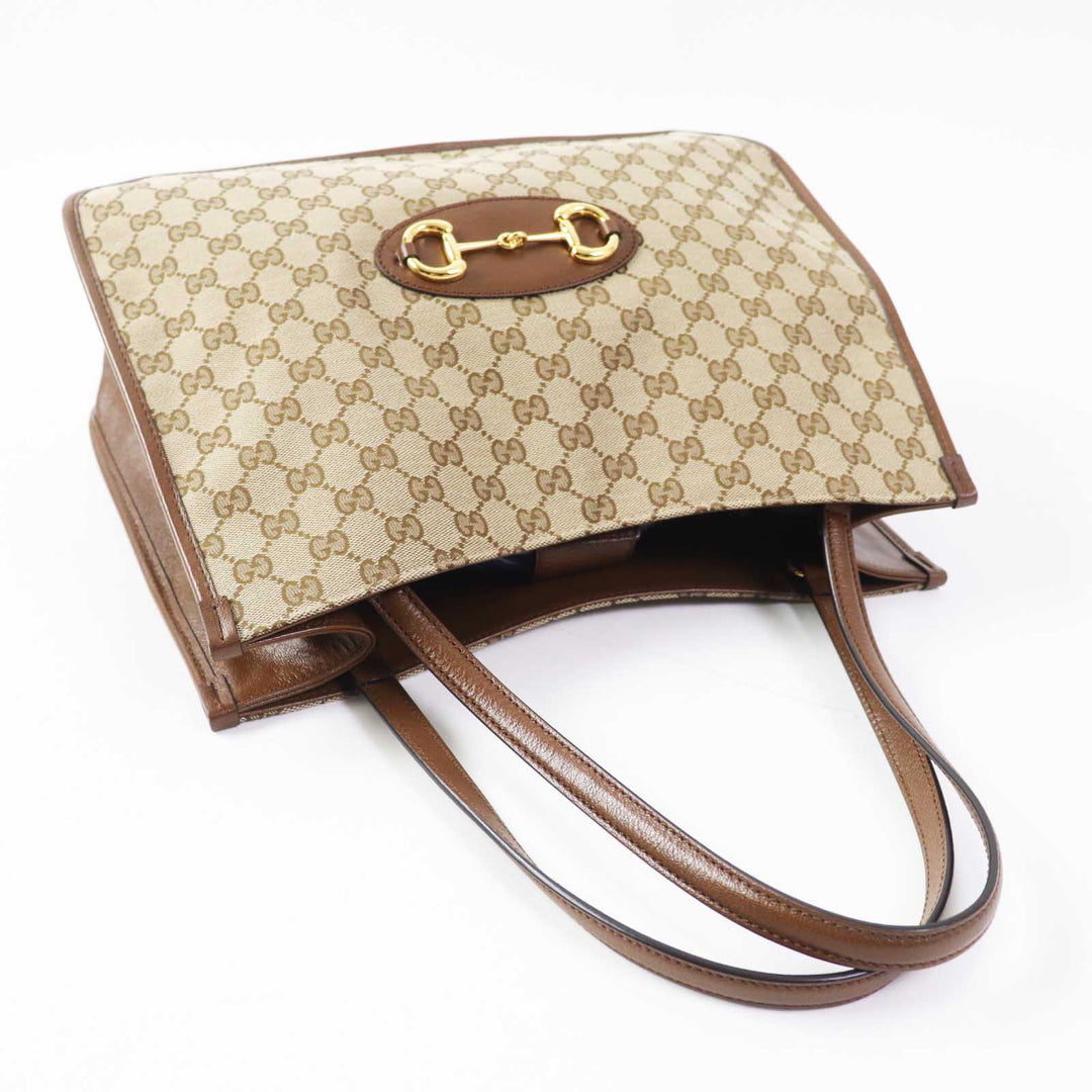 GUCCI Tote Bag 623694 Part: Leather, GG canvas Brown type Women Used Authentic