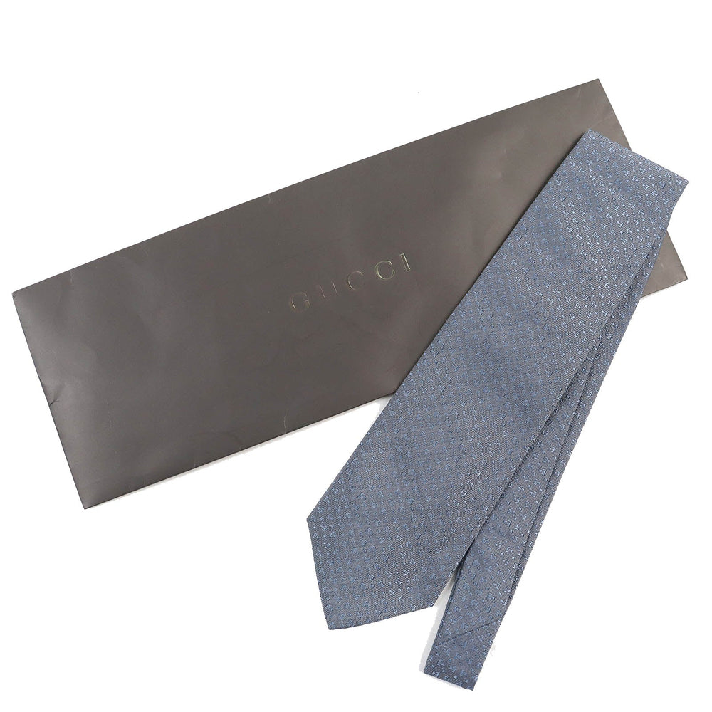 GUCCI tie Main: 100% silk Gray Blue mens Used Authentic