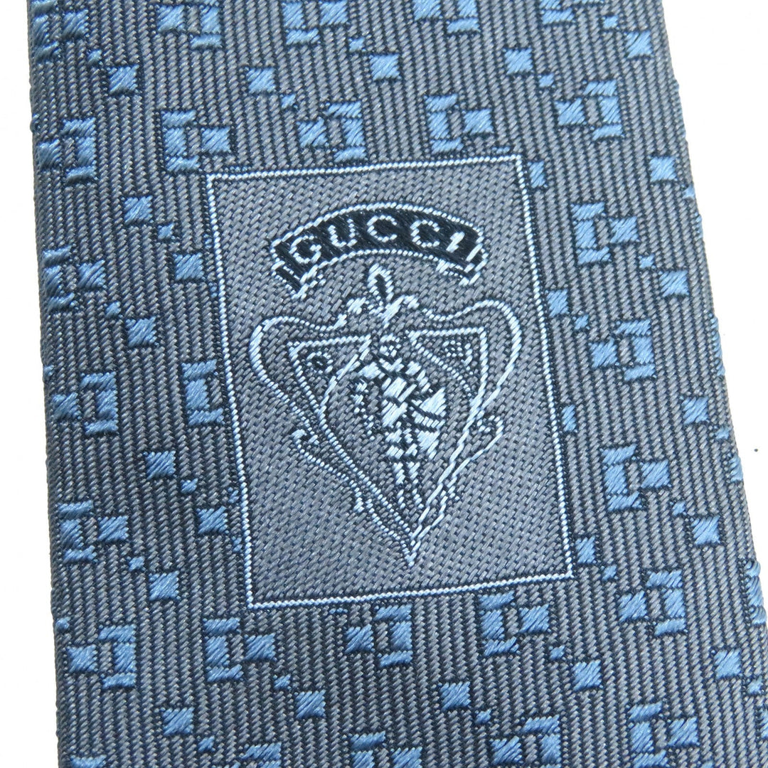 GUCCI tie Main: 100% silk Gray Blue mens Used Authentic