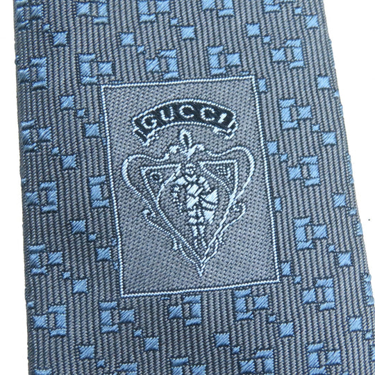 GUCCI tie Main: 100% silk Gray Blue mens Used Authentic