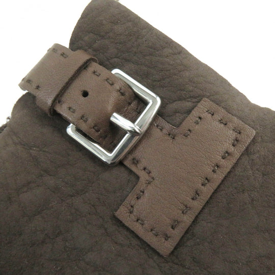 HERMES gloves 072038G Sheep leather Dark Brown, MARRON/TAUPE FONCE GANTS HOMME PHILIPPE mens 9 Used Authentic