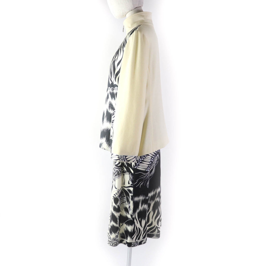 LEONARD FASHION setup Outer: 100% silk, Outer: 100% wool, Lining: 100% cupra, Filling: 100% polyester, Outer: 60% wool Ivory black Women (Top)13AR, (Bottom) 70 Used Authentic