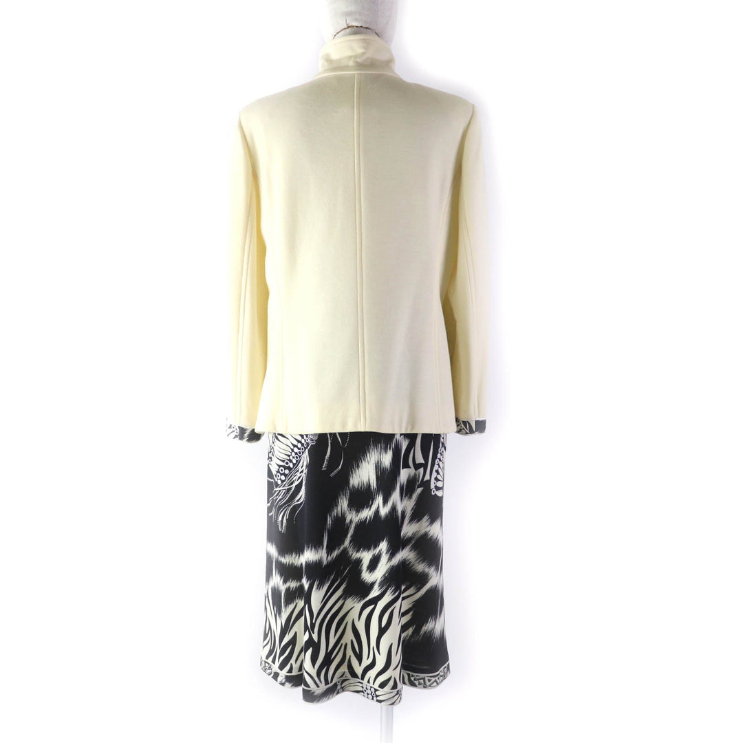LEONARD FASHION setup Outer: 100% silk, Outer: 100% wool, Lining: 100% cupra, Filling: 100% polyester, Outer: 60% wool Ivory black Women (Top)13AR, (Bottom) 70 Used Authentic