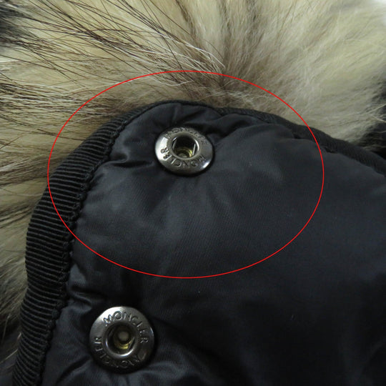 MONCLER down coat Outer: 100% nylon, Lining: 100% nylon, Fur: raccoon, Filling: 90% down, Filling: 10% feather black HERMIFUR Women zero size Used Authentic