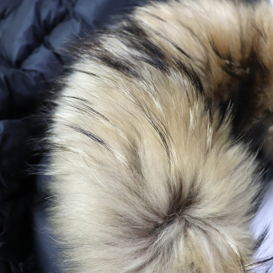 MONCLER down coat Outer: 100% nylon, Lining: 100% nylon, Fur: raccoon, Filling: 90% down, Filling: 10% feather black HERMIFUR Women zero size Used Authentic