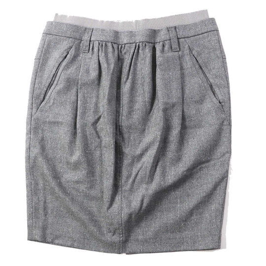 Brunello Cucinelli skirt DK71713 wool, cotton gray Women 44 Used Authentic