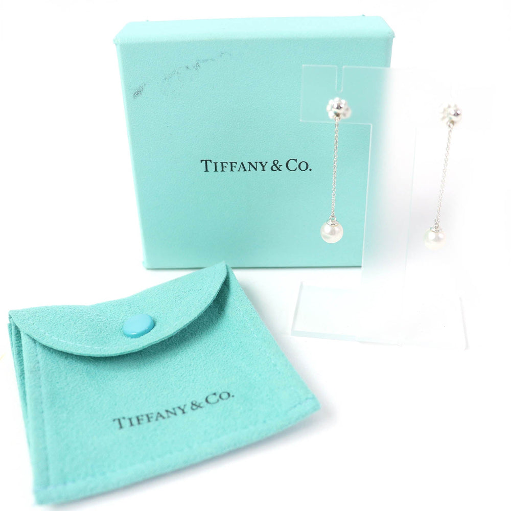TIFFANY&Co. Pierce Main: AG925, Part: Pearl Silver Chain pearl earrings Women Used Authentic