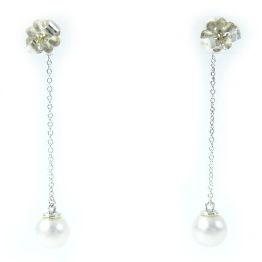 TIFFANY&Co. Pierce Main: AG925, Part: Pearl Silver Chain pearl earrings Women Used Authentic