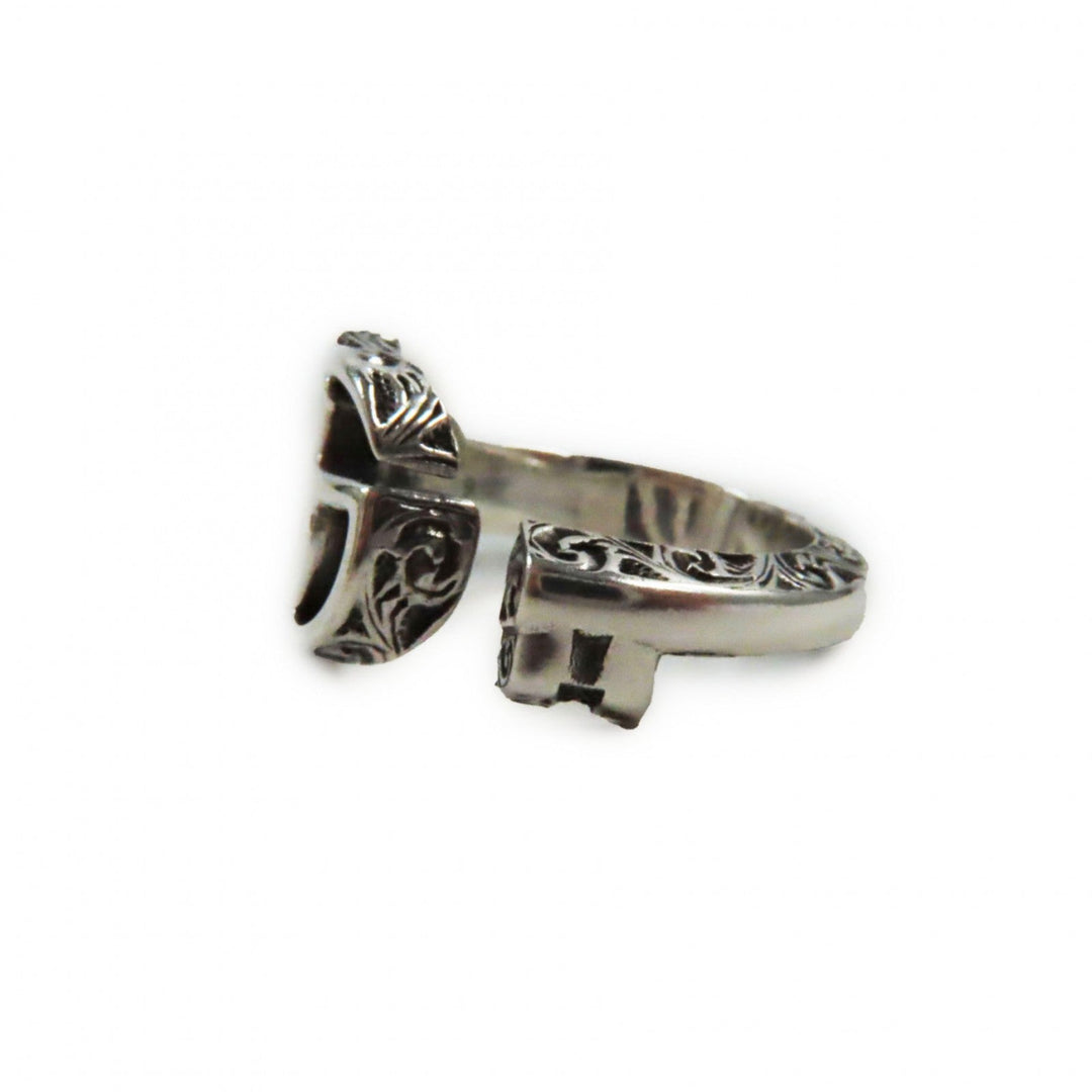 GUCCI Ring 627760 Main�FAG925 Silver Arabesque Double G Keyring Women Used Authentic