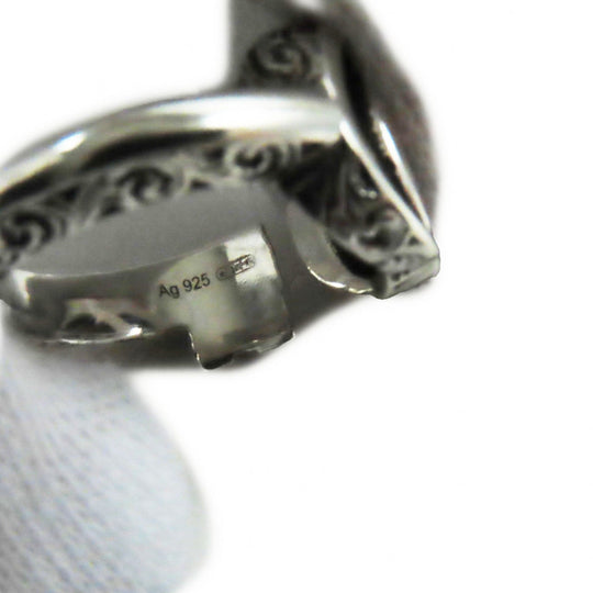 GUCCI Ring 627760 Main�FAG925 Silver Arabesque Double G Keyring Women Used Authentic