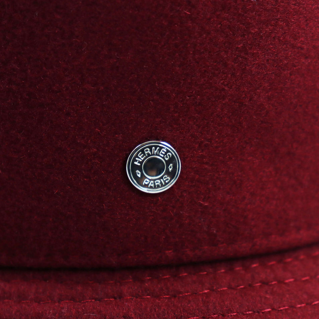 HERMES hat Outer: 100% cashmere, Lining: 35% silk, Lining: 65% viscose (rayon), Part: 60% viscose (rayon), Part: 40% cotton Bordeaux mens 57 Used Authentic