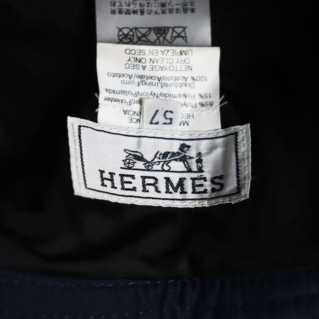 HERMES hat Outer: 85% polyester, Outer: 15% nylon, Lining: 100% acetate Dark navy mens 57 Used Authentic