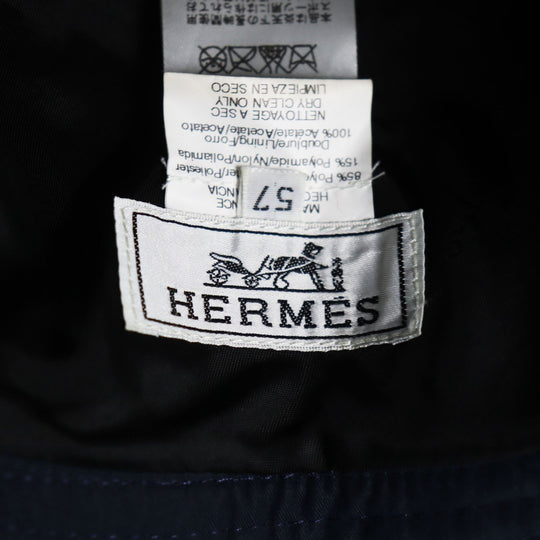 HERMES hat Outer: 85% polyester, Outer: 15% nylon, Lining: 100% acetate Dark navy mens 57 Used Authentic