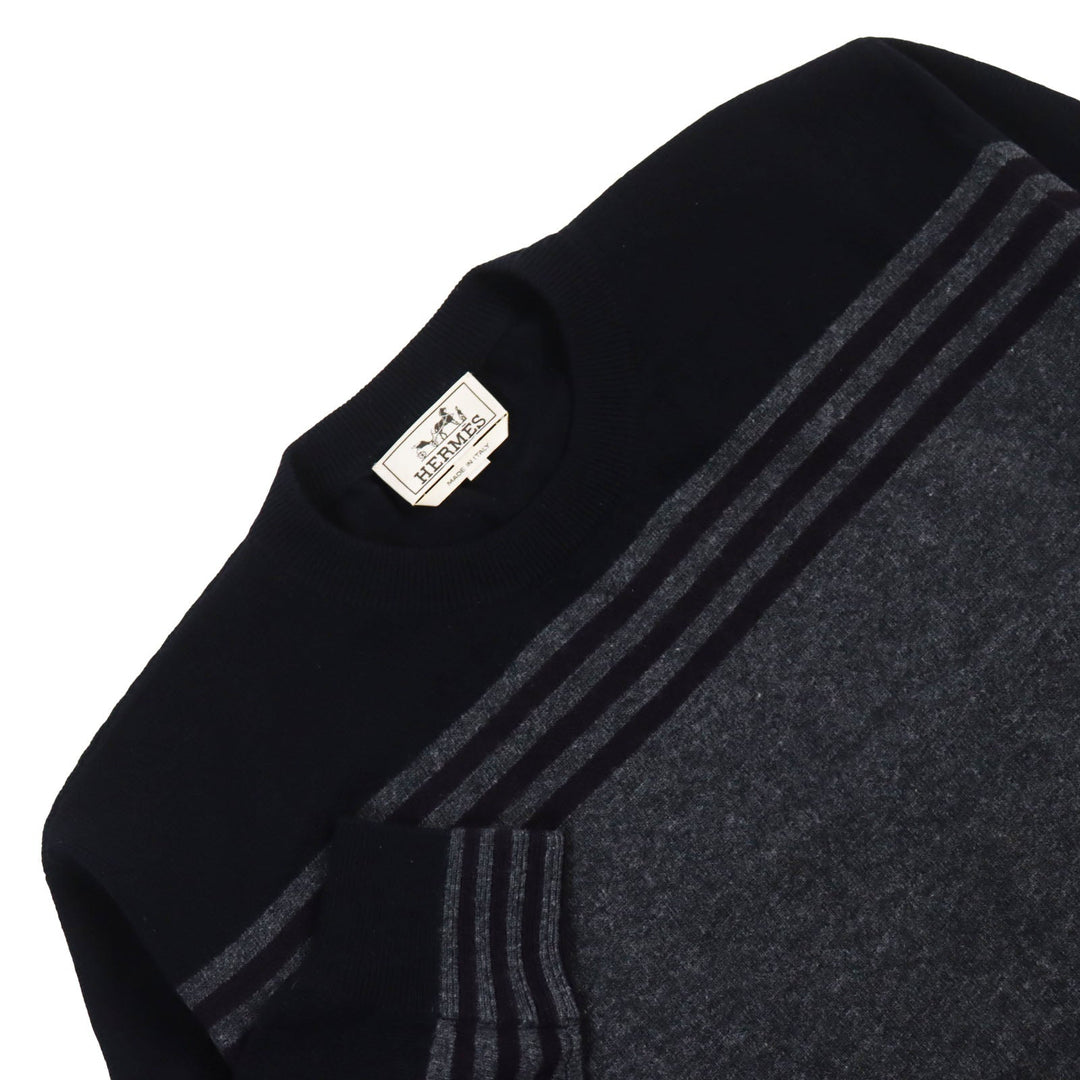 HERMES sweater Main: 70% wool, Main: 30% cashmere Gray navy mens XL Used Authentic
