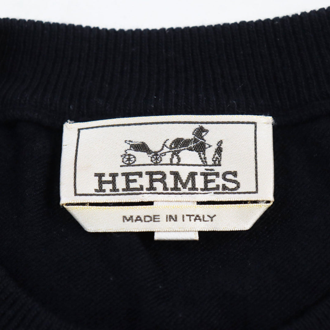 HERMES sweater Main: 70% wool, Main: 30% cashmere Gray navy mens XL Used Authentic