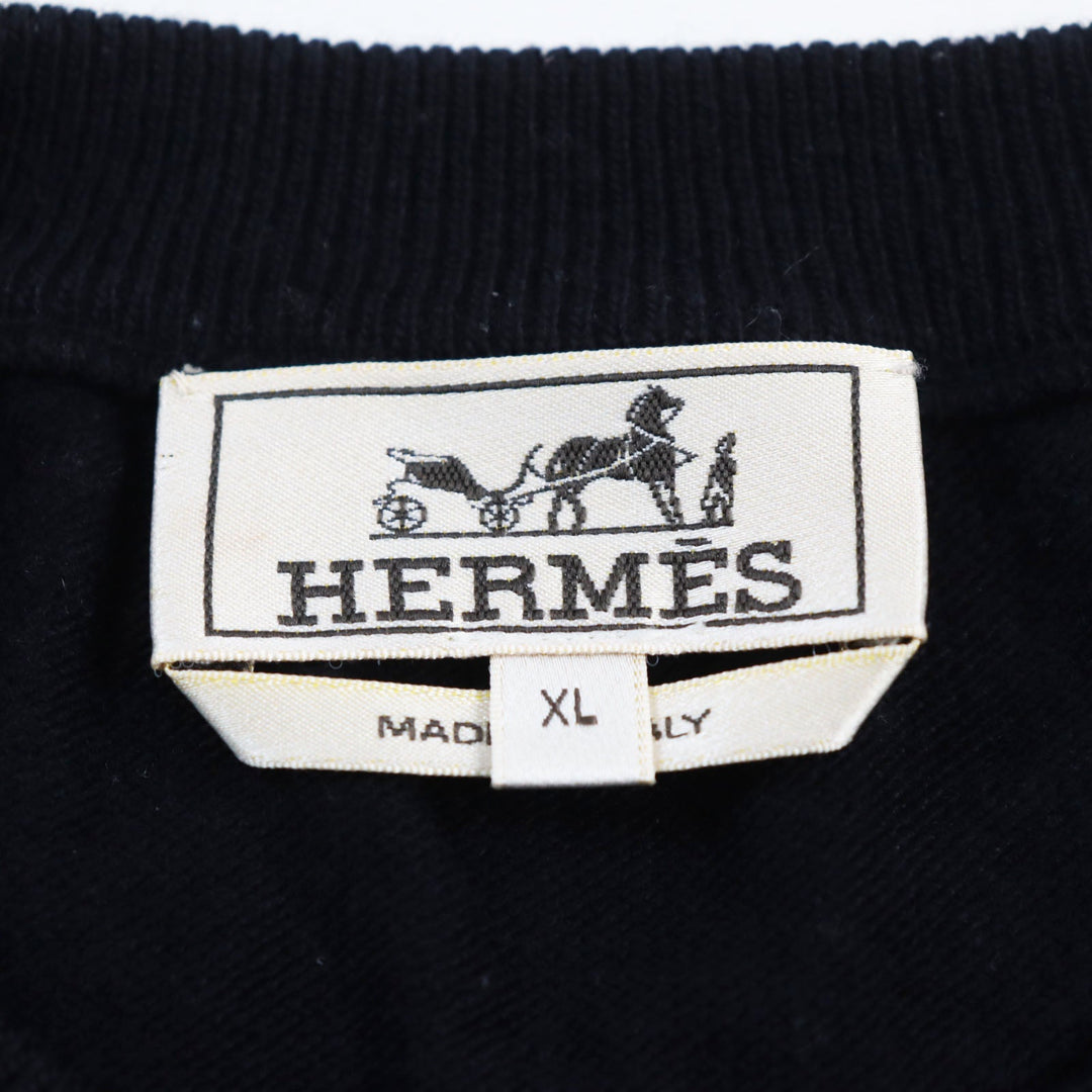 HERMES sweater Main: 70% wool, Main: 30% cashmere Gray navy mens XL Used Authentic