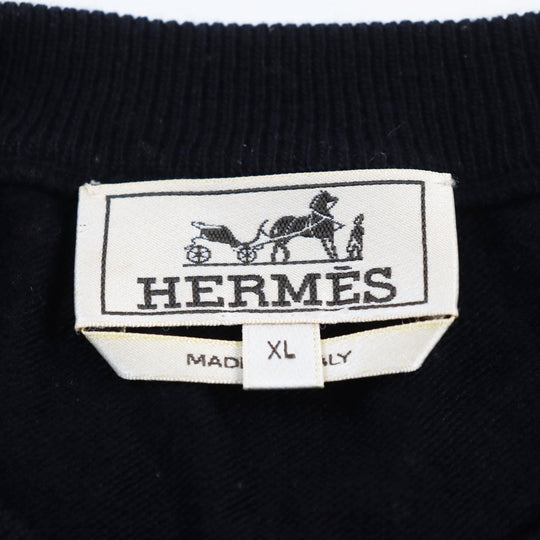 HERMES sweater Main: 70% wool, Main: 30% cashmere Gray navy mens XL Used Authentic