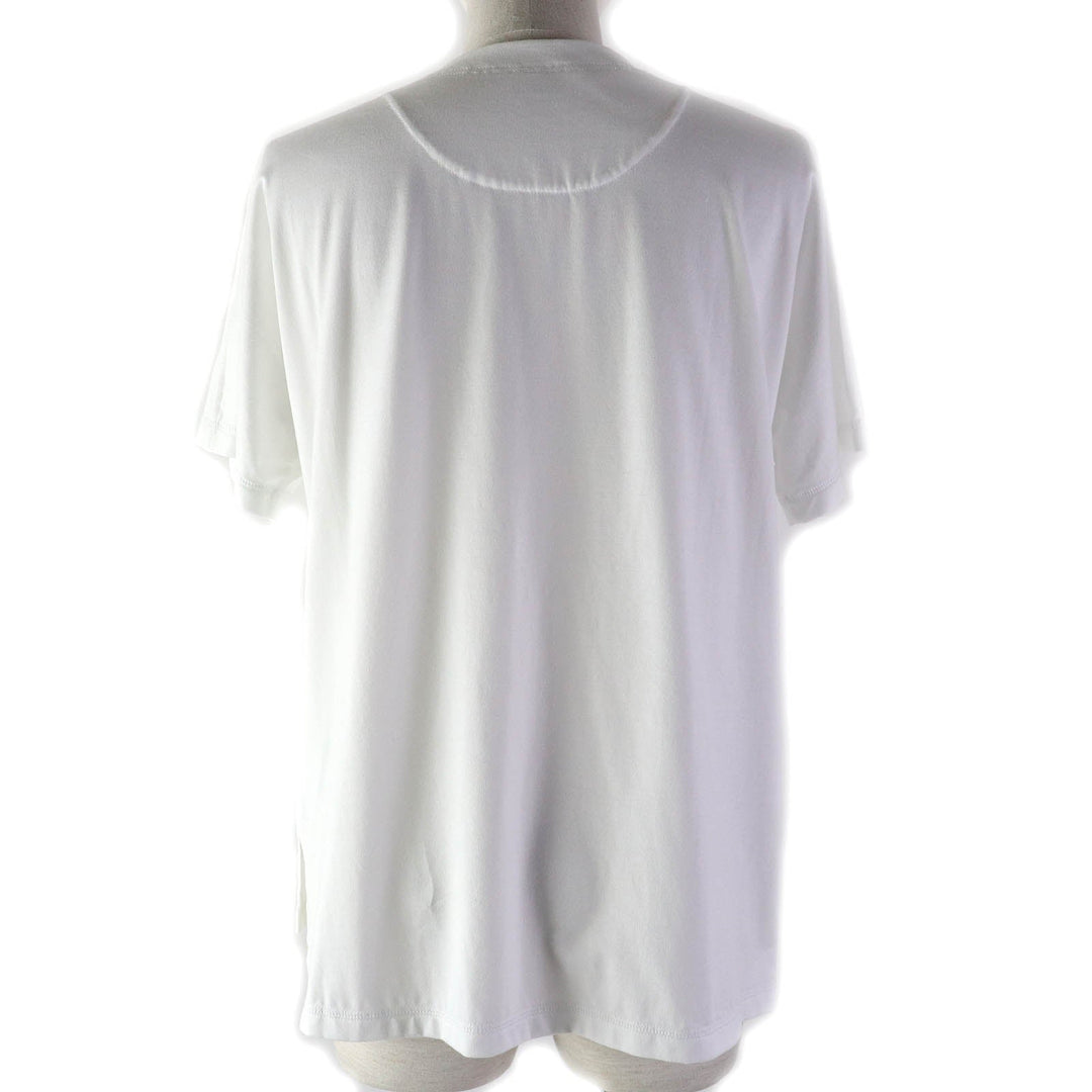 HERMES Short sleeve T-shirt Main: 100% cotton, Rib: 76% cotton, 26% nylon, 4% polyurethane, Embroidery: 100% polyester white Women 38 Used Authentic