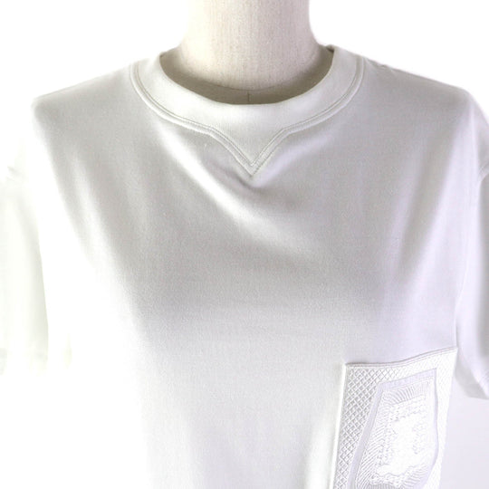 HERMES Short sleeve T-shirt Main: 100% cotton, Rib: 76% cotton, 26% nylon, 4% polyurethane, Embroidery: 100% polyester white Women 38 Used Authentic