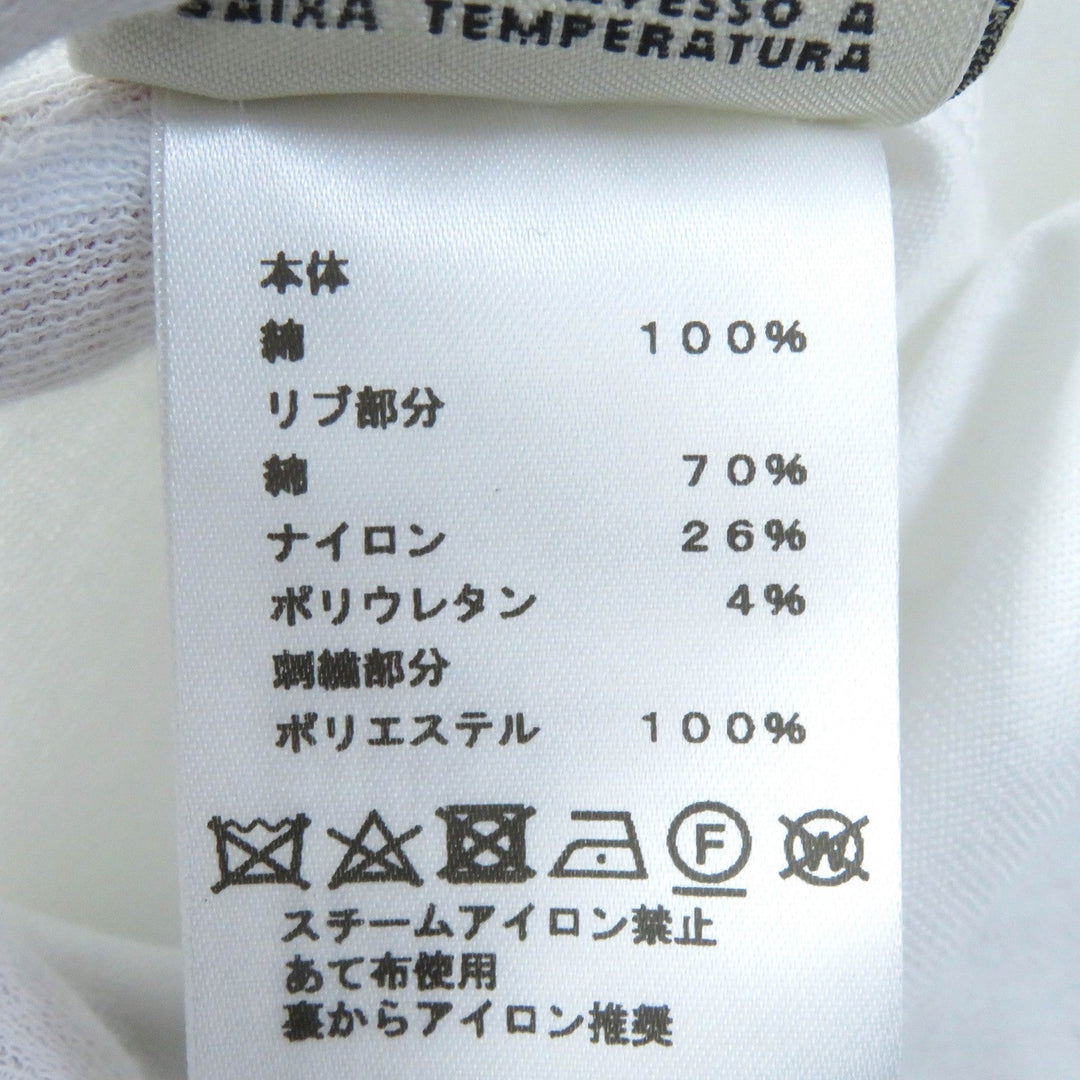HERMES Short sleeve T-shirt Main: 100% cotton, Rib: 76% cotton, 26% nylon, 4% polyurethane, Embroidery: 100% polyester white Women 38 Used Authentic