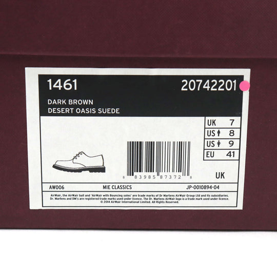 Dr.Martens Leather shoes 20742201 Main: Suede Dark brown MIE CLASSICS 1461 DESERT OASIS SUEDE mens 7 Used Authentic