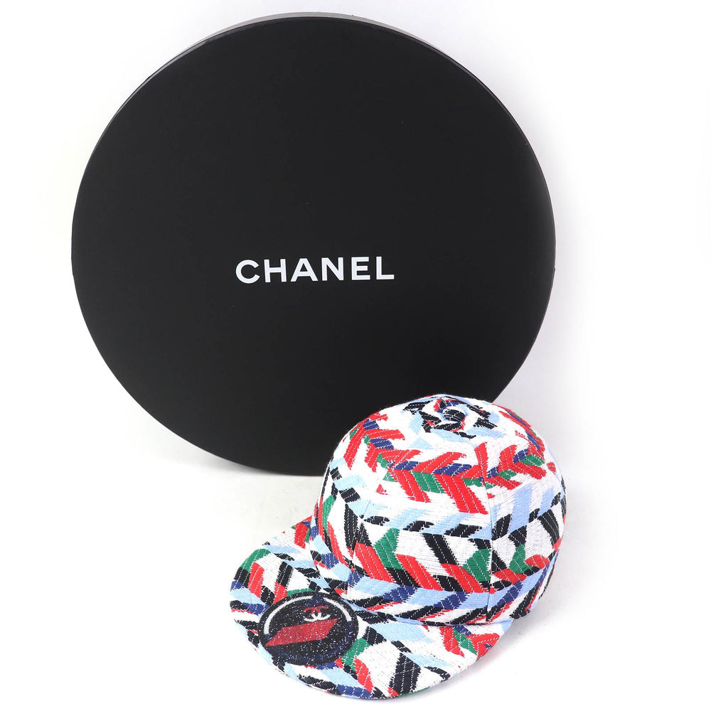 CHANEL cap 16S Outer: 57% polyamide (nylon), Outer: 30% polyester, Outer: 13% cotton, Lining: 100% cotton, Other: 77% VERRE/GLASS, 23% polyurethane multicolor Airline Women Used Authentic