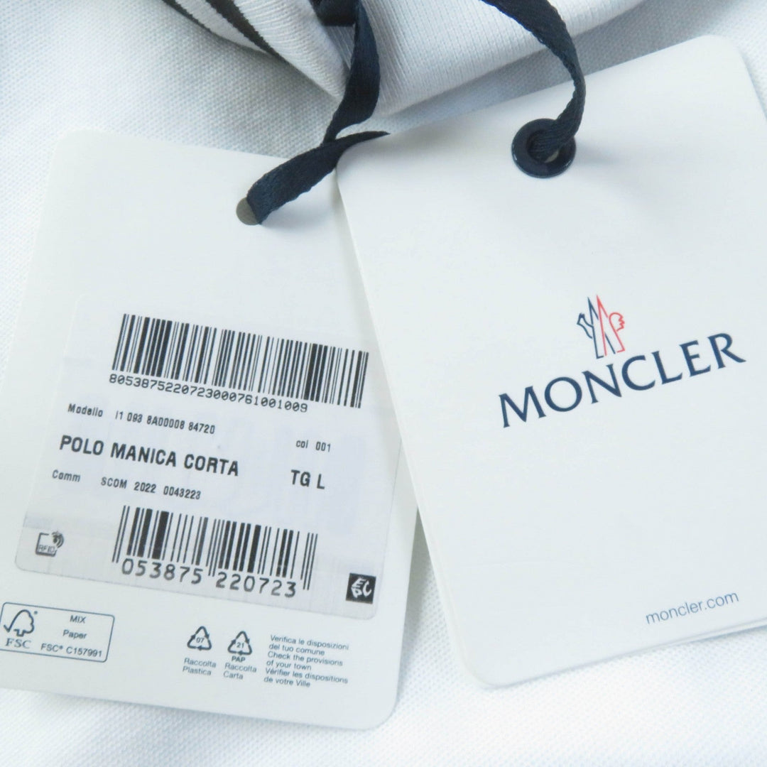 MONCLER Short sleeve polo shirt Main: 100% cotton, Part: 100% cotton White black POLO MANICA Women L Used Authentic