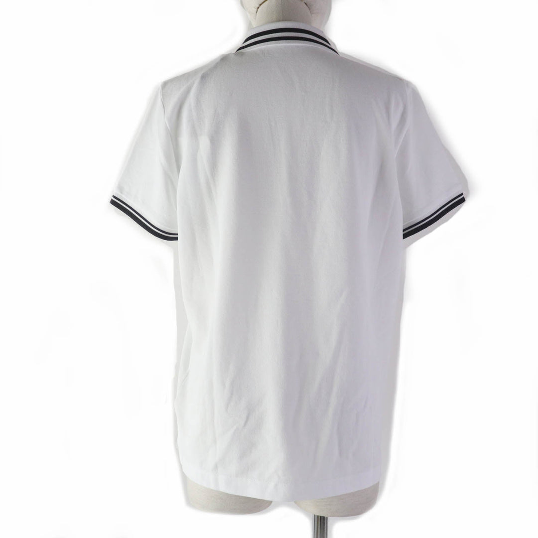MONCLER Short sleeve polo shirt Main: 100% cotton, Part: 100% cotton White black POLO MANICA Women L Used Authentic