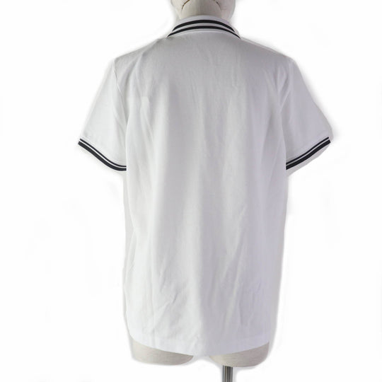 MONCLER Short sleeve polo shirt Main: 100% cotton, Part: 100% cotton White black POLO MANICA Women L Used Authentic