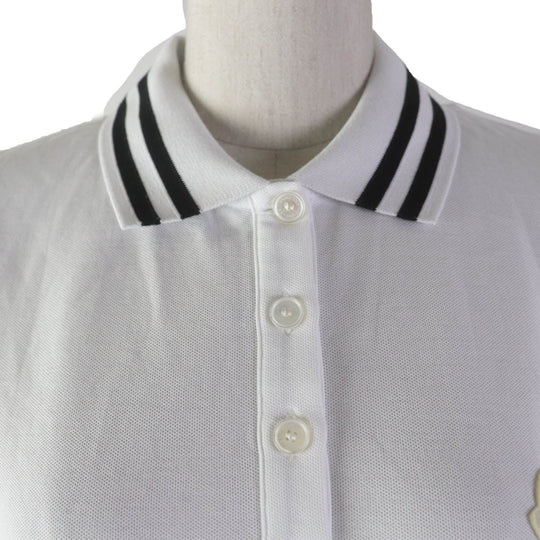 MONCLER Short sleeve polo shirt Main: 100% cotton, Part: 100% cotton White black POLO MANICA Women L Used Authentic