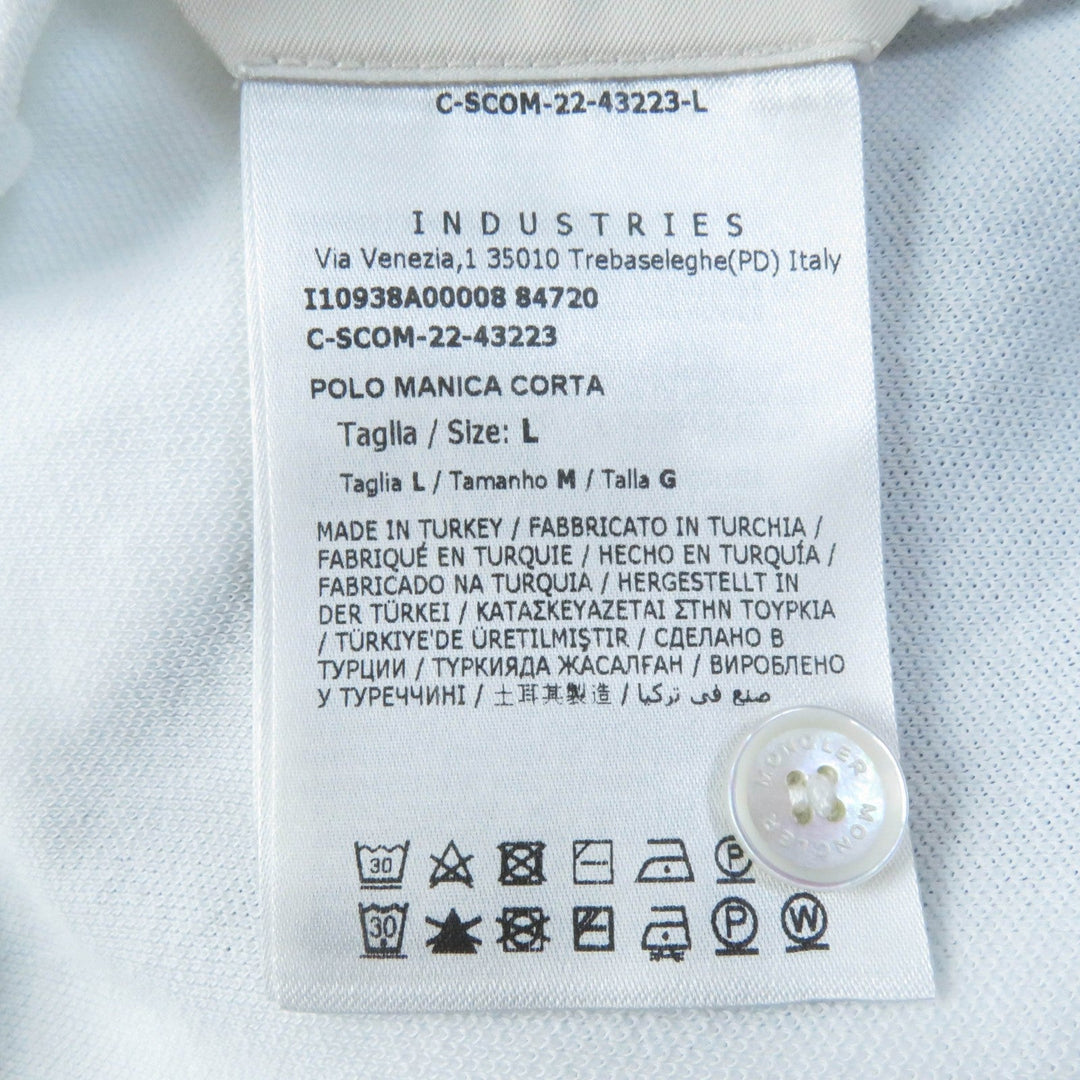 MONCLER Short sleeve polo shirt Main: 100% cotton, Part: 100% cotton White black POLO MANICA Women L Used Authentic