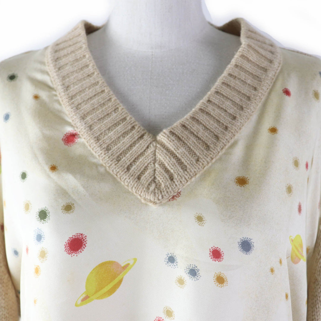 HERMES knit Main: 100% silk, Main: 100% camel beige Women L Used Authentic