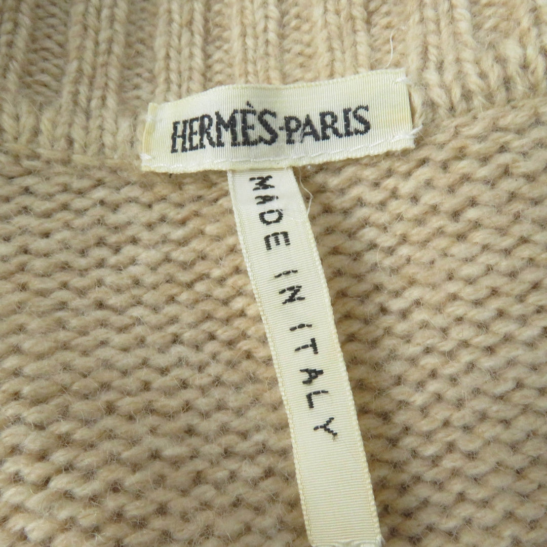 HERMES knit Main: 100% silk, Main: 100% camel beige Women L Used Authentic