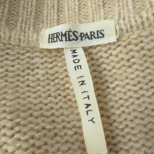 HERMES knit Main: 100% silk, Main: 100% camel beige Women L Used Authentic